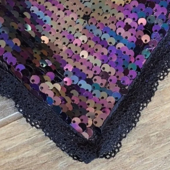 Sequin Lace Trim Strappy Back Lined Mini Dress, XS - Picture 2 of 12